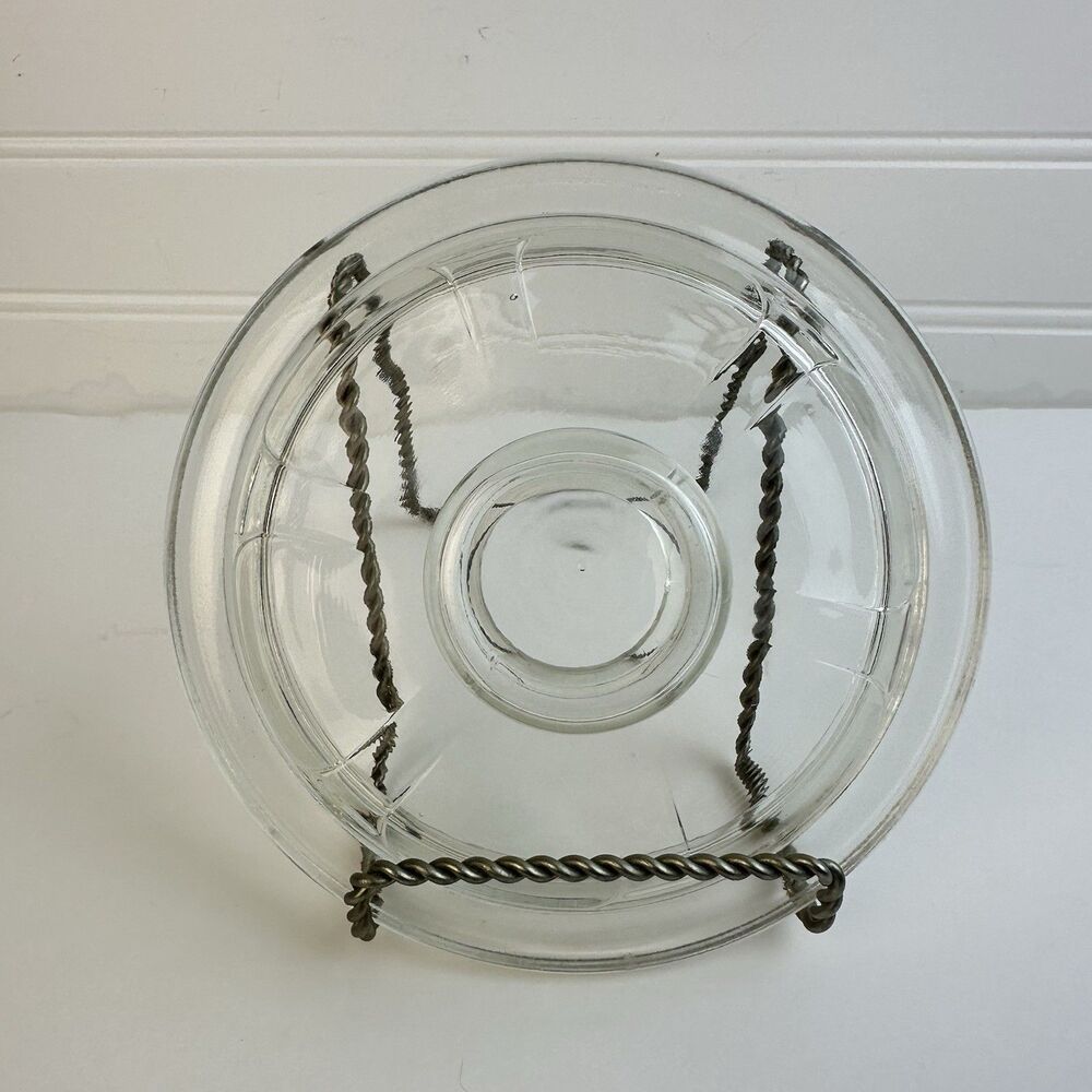 6” Diameter Clear Glass Candy Snack Jar Lid For 5” ID Opening Vintage Unmarked